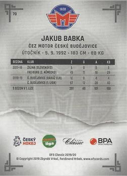 2019-20 OFS Classic Chance liga - Sand #70 Jakub Babka Back