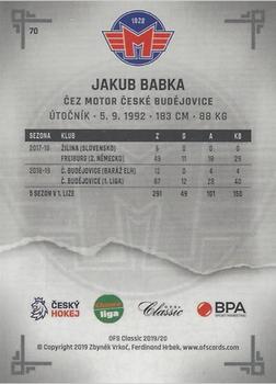 2019-20 OFS Classic Chance liga - Magma #70 Jakub Babka Back