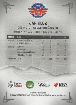 2019-20 OFS Classic Chance liga - Magma #75 Jan Kloz Back