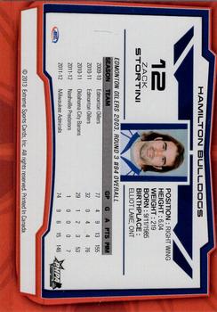 2012-13 Extreme Hamilton Bulldogs (AHL) #20 Zack Stortini Back