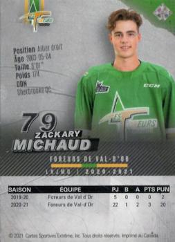 2020-21 Val-d'Or Foreurs (QMJHL) - Autographs Silver #13 Zackary Michaud Back