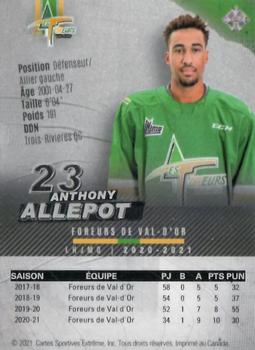 2020-21 Val-d'Or Foreurs (QMJHL) - Autographs Silver #21 Anthony Allepot Back
