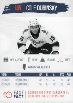 2020-21 Regina Pats (WHL) #NNO Cole Dubinsky Back