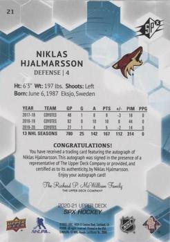 2020-21 SPx - Autographs #21 Niklas Hjalmarsson Back