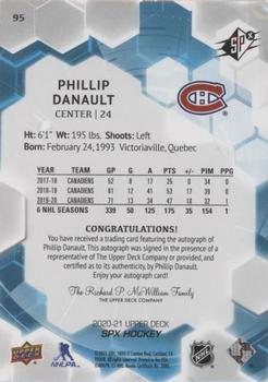 2020-21 SPx - Autographs #95 Phillip Danault Back