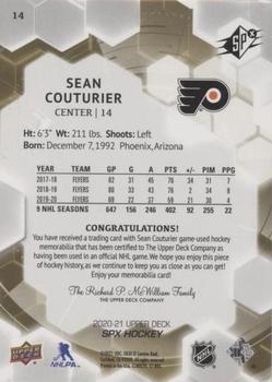 2020-21 SPx - Jersey #14 Sean Couturier Back