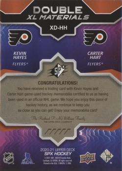 2020-21 SPx - Double XL Duos Materials Premium #XD-HH Kevin Hayes / Carter Hart Back