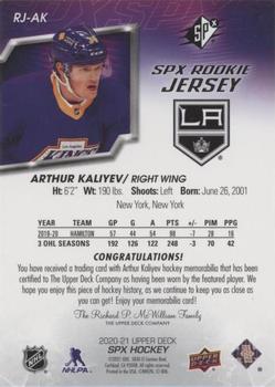 2020-21 SPx - Rookie Jersey #RJ-AK Arthur Kaliyev Back