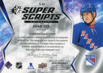 2020-21 SPx - Superscript #S-AF Adam Fox Back