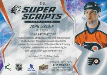 2020-21 SPx - Superscript #S-JL John LeClair Back