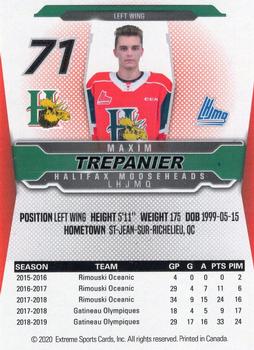 2019-20 Halifax Mooseheads (QMJHL) #20 Maxime Trepanier Back