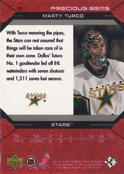 2000-01 Upper Deck Rookie Update - 2000-01 Upper Deck Black Diamond Update #117 Marty Turco Back