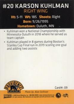 2019-20 Choice Providence Bruins (AHL) #9 Karson Kuhlman Back