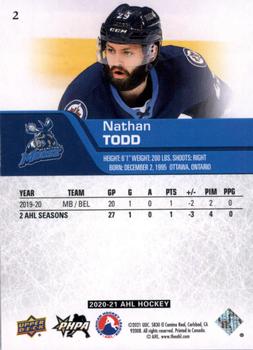2020-21 Upper Deck AHL #2 Nathan Todd Back