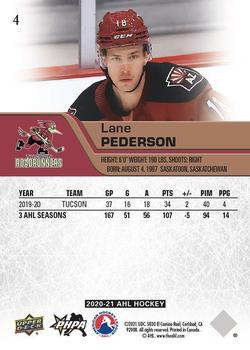 2020-21 Upper Deck AHL #4 Lane Pederson Back