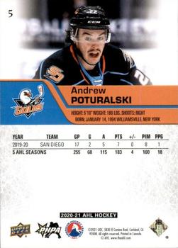 2020-21 Upper Deck AHL #5 Andrew Poturalski Back