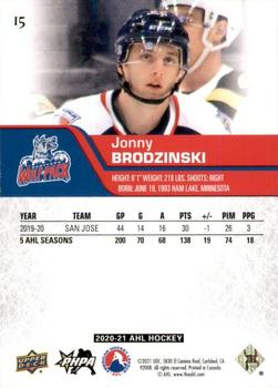 2020-21 Upper Deck AHL #15 Jonny Brodzinski Back