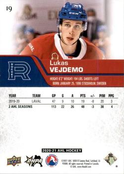 2020-21 Upper Deck AHL #19 Lukas Vejdemo Back