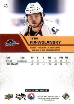 2020-21 Upper Deck AHL #25 Trey Fix-Wolansky Back