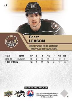 2020-21 Upper Deck AHL #43 Brett Leason Back