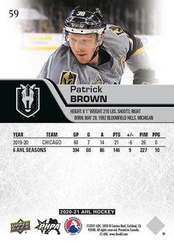 2020-21 Upper Deck AHL #59 Patrick Brown Back