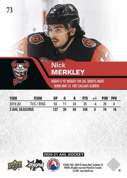2020-21 Upper Deck AHL #73 Nick Merkley Back