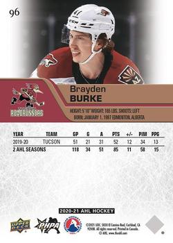 2020-21 Upper Deck AHL #96 Brayden Burke Back