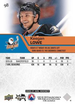 2020-21 Upper Deck AHL #98 Keegan Lowe Back