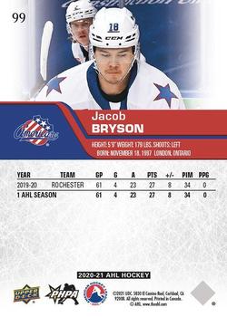 2020-21 Upper Deck AHL #99 Jacob Bryson Back