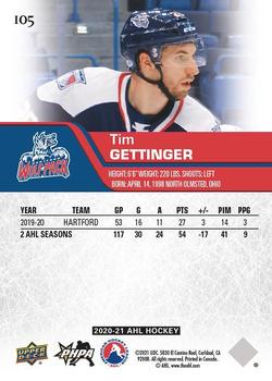 2020-21 Upper Deck AHL #105 Tim Gettinger Back