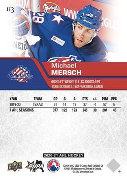 2020-21 Upper Deck AHL #113 Michael Mersch Back