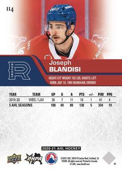 2020-21 Upper Deck AHL #114 Joseph Blandisi Back