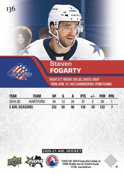 2020-21 Upper Deck AHL #136 Steven Fogarty Back