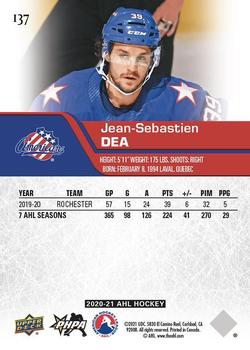 2020-21 Upper Deck AHL #137 Jean-Sebastien Dea Back