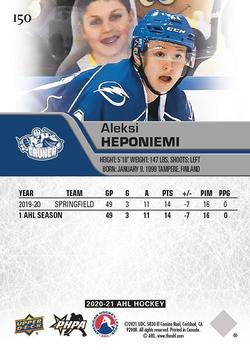 2020-21 Upper Deck AHL #150 Aleksi Heponiemi Back