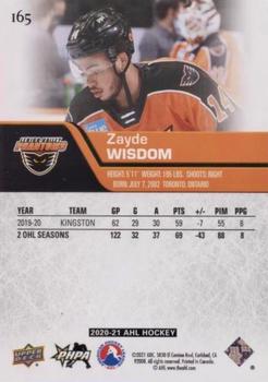2020-21 Upper Deck AHL #165 Zayde Wisdom Back