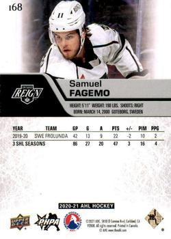 2020-21 Upper Deck AHL #168 Samuel Fagemo Back