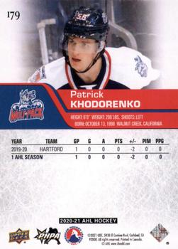 2020-21 Upper Deck AHL #179 Patrick Khodorenko Back