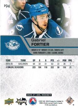 2020-21 Upper Deck AHL #194 Gabriel Fortier Back