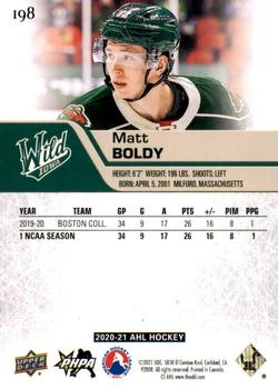 2020-21 Upper Deck AHL #198 Matt Boldy Back