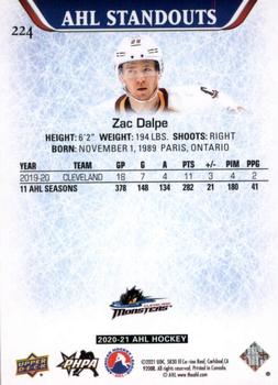 2020-21 Upper Deck AHL #224 Zac Dalpe Back