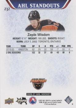 2020-21 Upper Deck AHL #232 Zayde Wisdom Back
