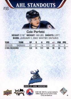 2020-21 Upper Deck AHL #233 Cole Perfetti Back