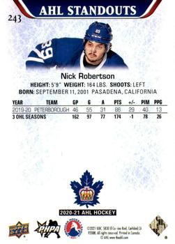 2020-21 Upper Deck AHL #243 Nick Robertson Back