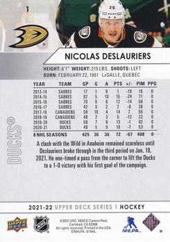 2021-22 Upper Deck #1 Nicolas Deslauriers Back