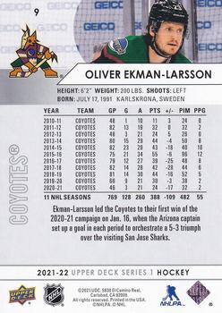 2021-22 Upper Deck #9 Oliver Ekman-Larsson Back