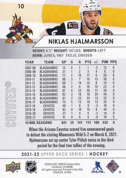 2021-22 Upper Deck #10 Niklas Hjalmarsson Back