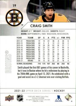 2021-22 Upper Deck #19 Craig Smith Back