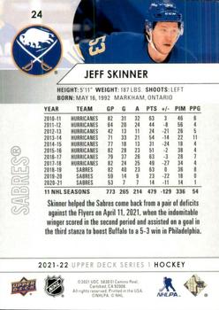2021-22 Upper Deck #24 Jeff Skinner Back