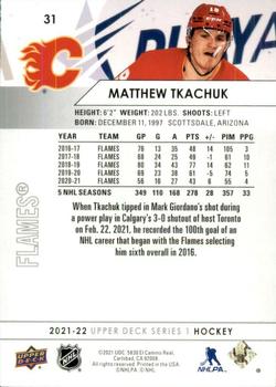 2021-22 Upper Deck #31 Matthew Tkachuk Back